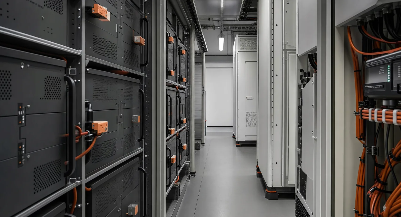 Interior of a modular battery energy storage system